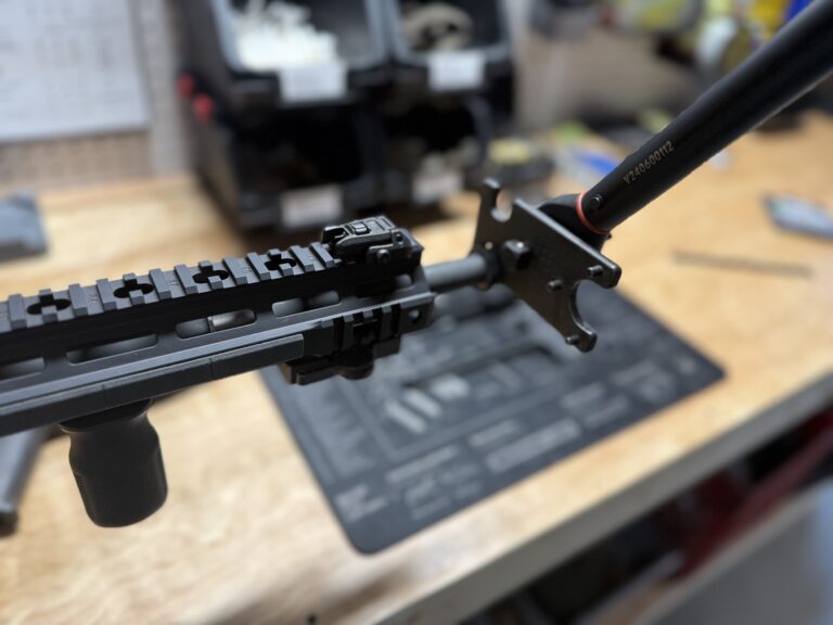 A rifle being repaired